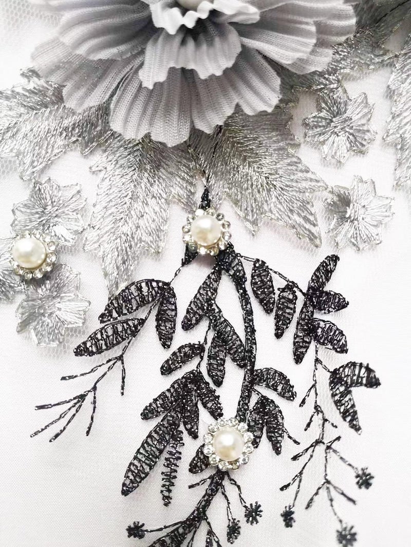 Ruinuo 3D Lace Beads Flower Applique Patches Sew on Patches Floral Embroidered Appliques Colorful Sewing Wedding Dress Handmade Decor Purple - Image 4